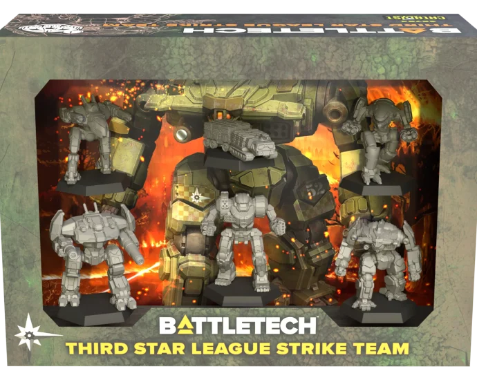 Third Star League Strike Team ForcePack with five BattleMech miniatures and one vehicle.